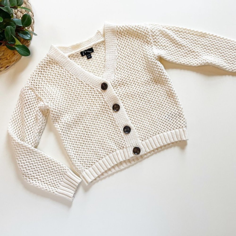Art Class Cream Net Sweater Cardigan | Size 7/8